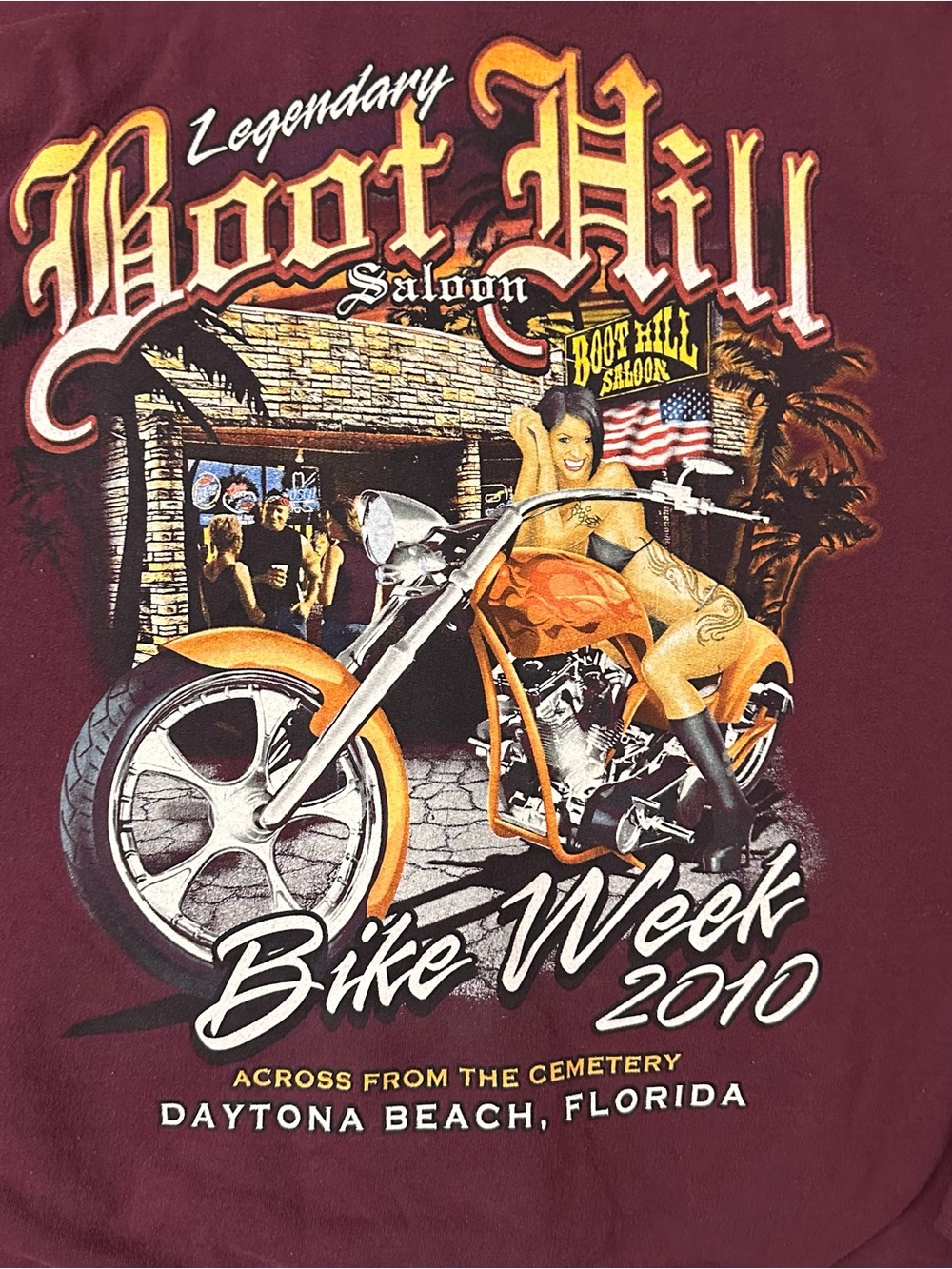 Retro Boot Hill Saloon Full Zip Hoodie Sweatshirt Medium Chopper 2010 Bike Week